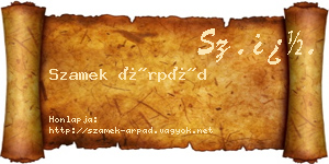 Szamek Árpád névjegykártya